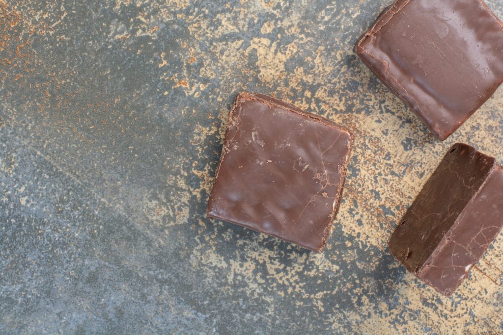 Chocolate fudge squares, a classic base for sea salt fudge